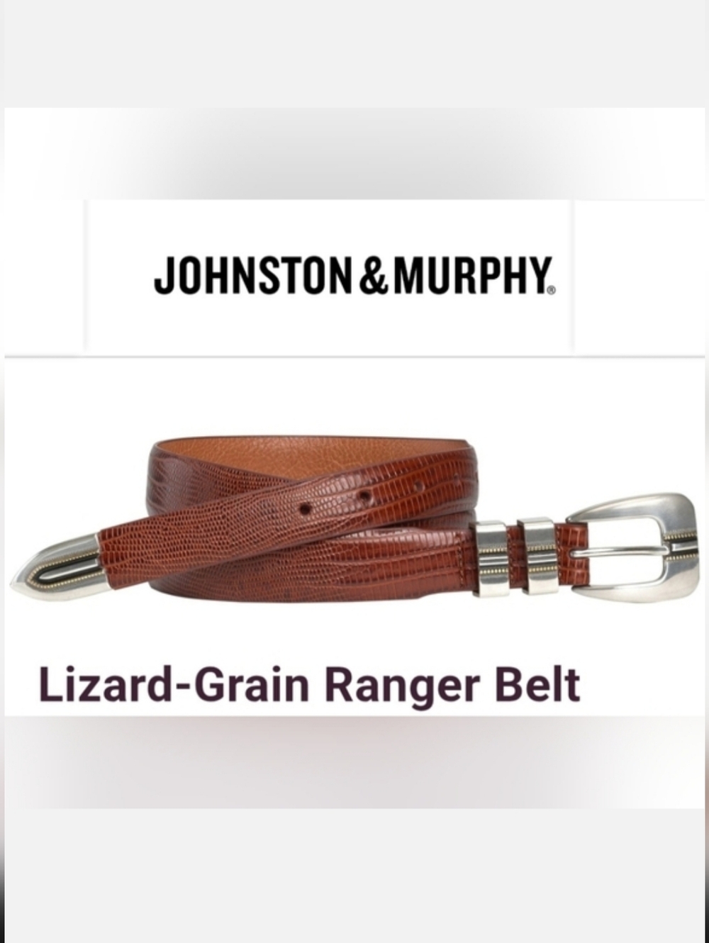 Johnston & Murphy #8823 Italian Calfskin Belt Cognac Sz 36